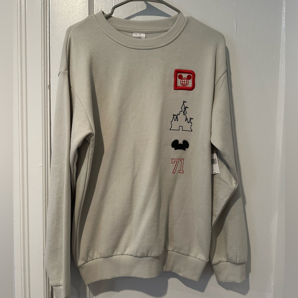NWT Cream Crewneck Sweatshirt with Embroidered Details